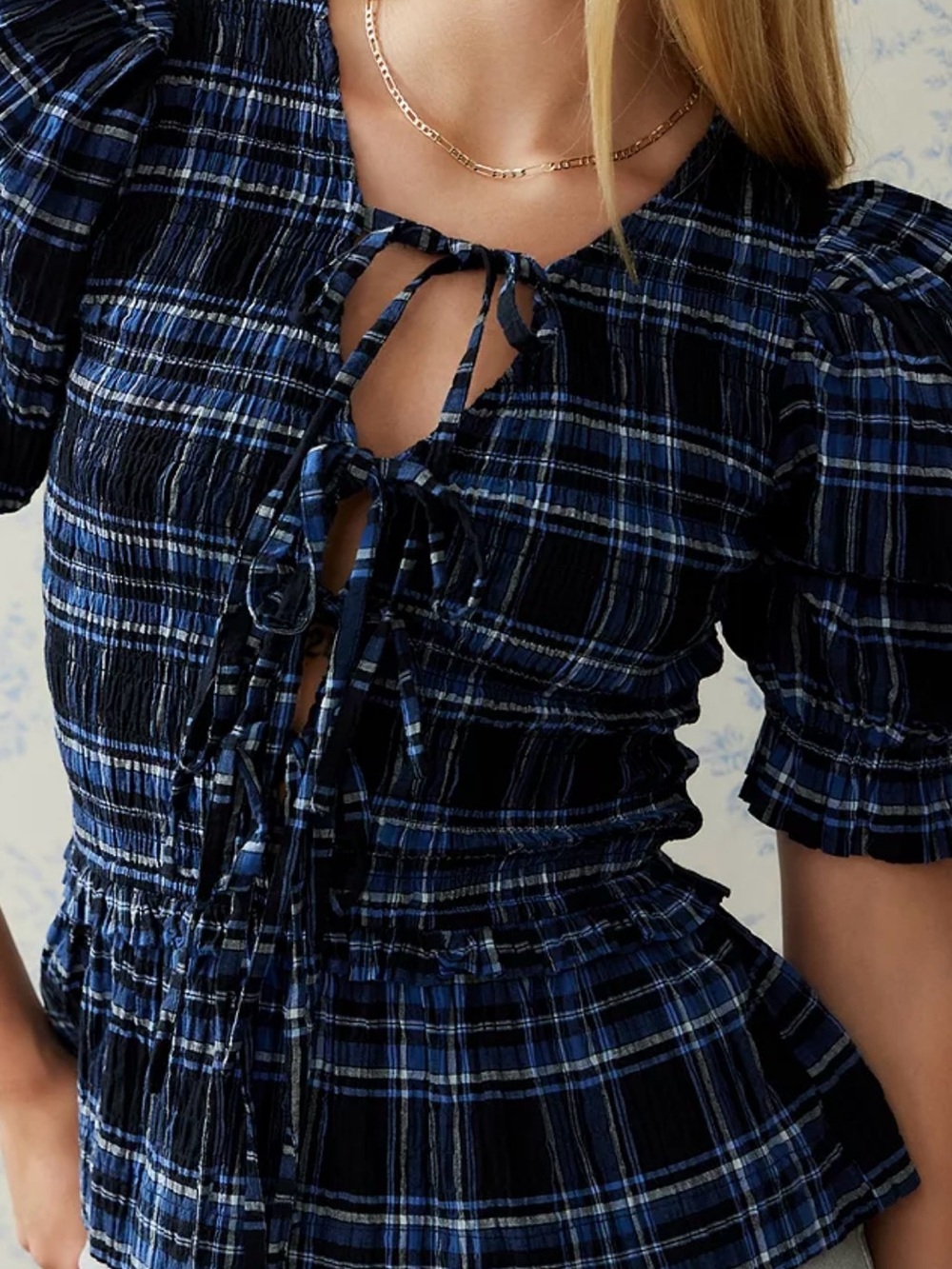 Damson Madder Bluebelle Blouse size US 12 UK 16 | RT $100 Navy Check